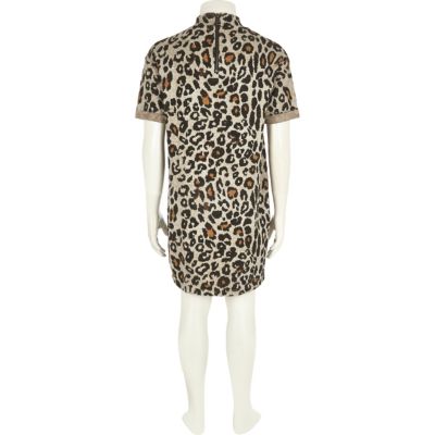 Girls brown leopard print cocoon dress
